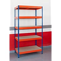 Estanteria metalica ar storage 192x100x50cm 5 estantes 300kg por estante bandejas de maderasin tornillos azul naranja